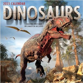 TF PUBLISHING 2025 Dinosaurs Wall Calendar - Large Grids for Appointments and Scheduling - Vertical Monthly Wall Calendar 2025 - Home and Office Organization - Premium Matte Paper - 12"x12"
