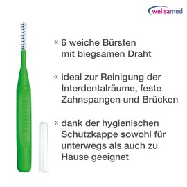 wellsamed Travelbrush Pack of 6 Interdental Brushes, ISO 5: 0.9 mm, Brush Size: 5.0 mm/Fine, for Effective Cleaning of Interdental Spaces