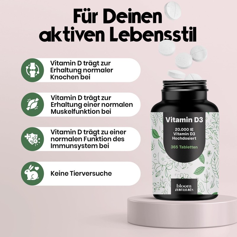 Vitamin D3 20000 IU High Dose - 365 Tablets -