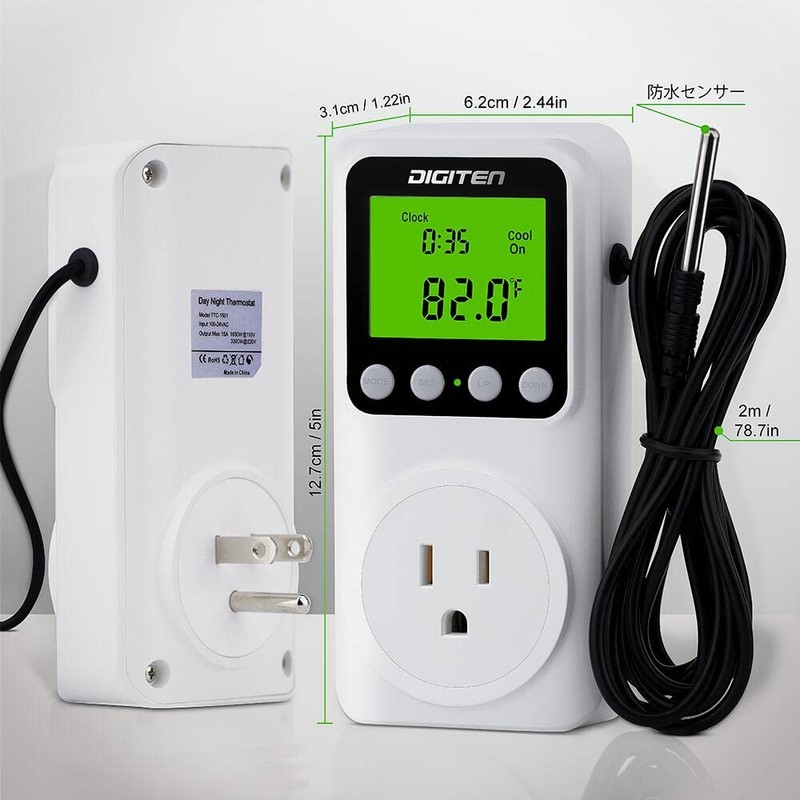 DIGITEN Temperature Controller Day/Night Temperature Control Outlet Reptile Thermostat Timer