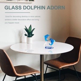 Double Crystal Glass Dolphins Figurines Collectibles, Miniature Handmade Sea Animal Sculpture Statue, Birthday for Women Men Kids, Home Office Desk Decorations