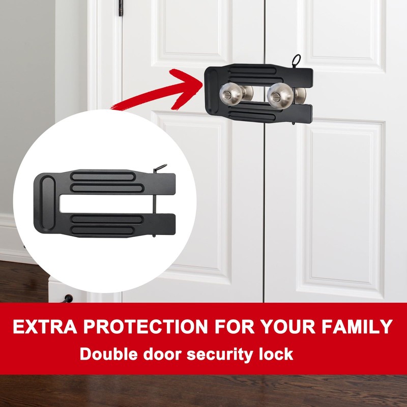 French Door Lock Childproof | Adjustable Double Door Reinforcement Lock