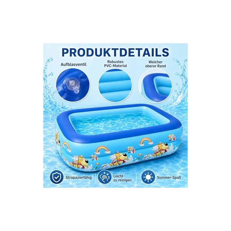 Sunshine Smile Piscina Hinchable para niños, 120 x 85 cm,
