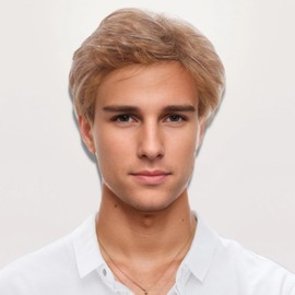 STfantasy Short Wigs for Men Straight Layer Mens Wig Friendly Synthetic Hair Wigs for Men Man Male Fancy Dress Costume Cosplay Party Wig Men‘s Wig (Brown Highlight)