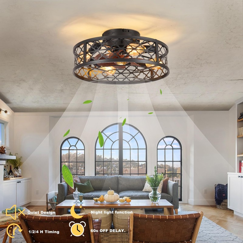 MeZeYo Farmhouse Ceiling Fans with Lights Remote Control,6 Speed Reversible