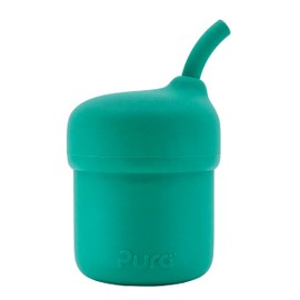 Pura my-my Silicone Straw Cup | Spill Proof, Reusable, Food Grade Silicone, Plastic-Free | For Kids, Toddlers, Babies & Infants - (Mint)
