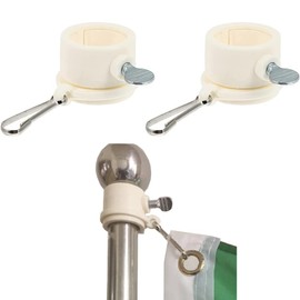 TopHomer Flag Pole Rings, 2 Pack Flag Pole Clips with Carabiner, Anti Wrap Rotating Flapole Mounting Rings with Metal Clips 1" Diameter