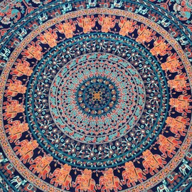 Round Beach Tapestry Mandala Boho Hippie Blanket Indian Cotton Bohemian Large Table Cloth Home Decor Yoga Mat Meditation Picnic Rug Hawaii Sunproof Throw Hippy Boho Gypsy Tablecloth Shawl Roundie (42