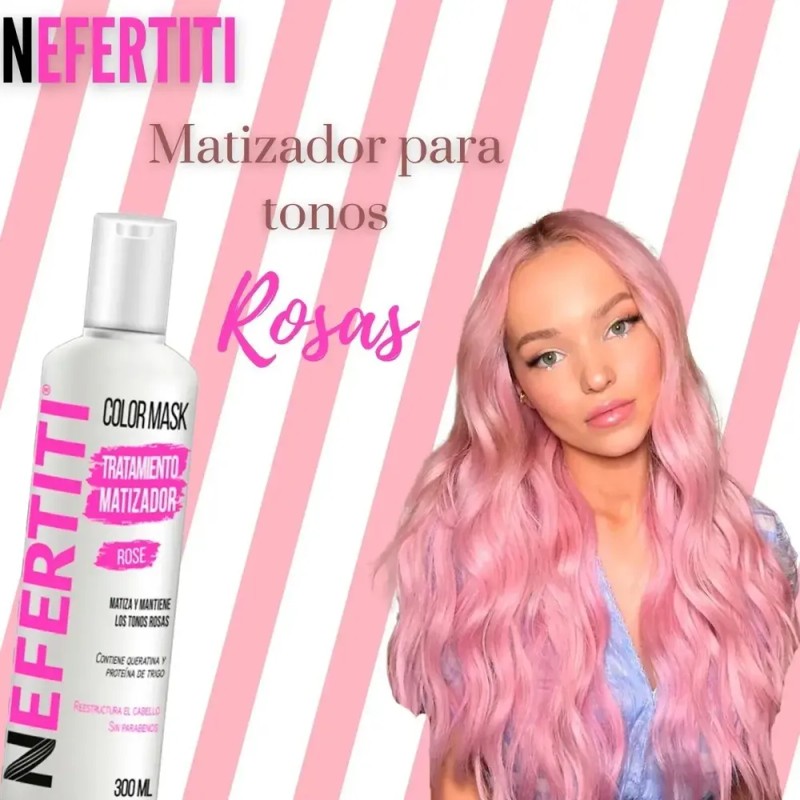 Nefertiti Tratamiento Matizador Rosa Con Queratina Sin Parabenos