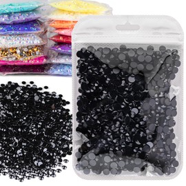 5000pcs 5mm Resin Rhinestones Bulk, Black Flatback Round Jelly Rhinestones Bedazzling Non Hotfix Crystal Gems Large Quantity Wholesale for DIY Crafts Clothes Bottles Tumblers Face Makeup Manicure