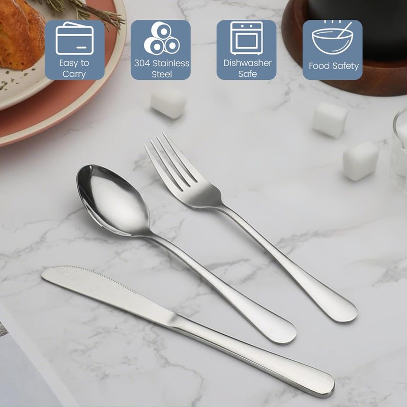 XYTAHDM Campingbesteck, inklusive Messer, Gabel, Löffel,3 Stück Wiederverwendbare Edelstahl Sporks,Tragbare