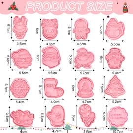 Christmas 3D Cookie Cutters, 16-Piece Christmas Cookie Cutter Set, Plastic Cookie Cutters, Christmas Cookie Cutters, Christmas Cookie Cutters, Cookie Cutters, Cookie Cutters for Children (16)