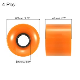 PATIKIL 60mm Longboard Wheels, 4 Pack Skateboard Wheel Street Wheels for Skateboards Cruiser Wheels Replacement 78A, Orange