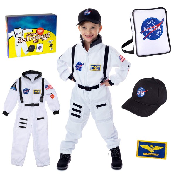 Born Toys Astronaut Costume for Kids Ages 3-7, Washable Toddler Dress Up Clothes for Play