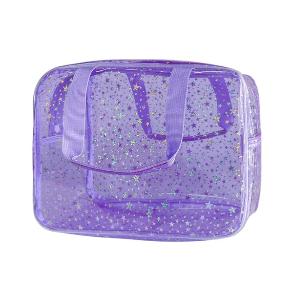 TotePrint Clear Light Purple Star Cosmetic Bag and Travel Pouch