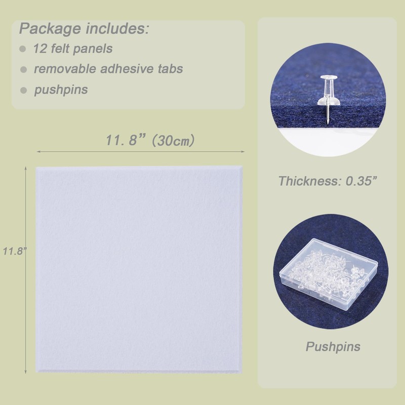 LAJAR Large Felt Wall Tiles, 12 Pack Cork Board Alternative
