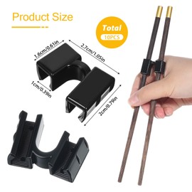 BOHUIZ 10 Pieces Reusable Chopsticks Helpers Black Training Chopstick Hinges Connector Practice Chopsticks for Adults, Kids, Beginners, Trainers or Learners