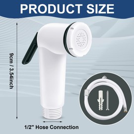 Wenqik On/off Standard Trigger Sprayer Handle Plastic Bidet Spray Head with 1/2" Connecting Hose Bidet Attachments for RV Water Outlets, White