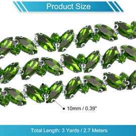 sourcing map 3 Yards Rhinestone Chain Trim - 10mm Bling Shiny Crystal Chain Applique for Sewing, DIY Jewelry, Clothing (Sapphire Green)