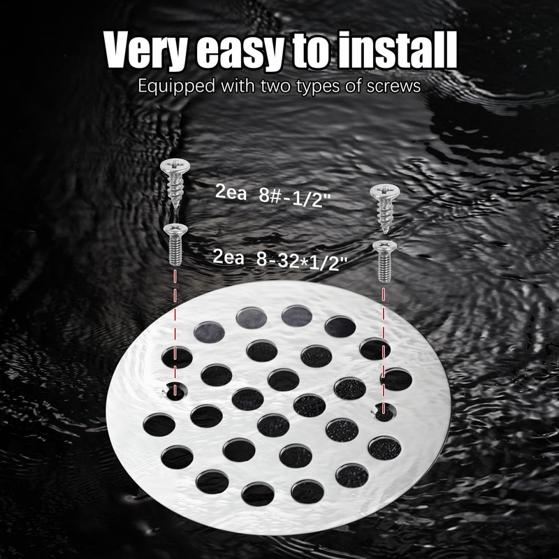 4-1/4“ Shower Strainer Drain Trim Set, Screw-in Shower Strainer Drain