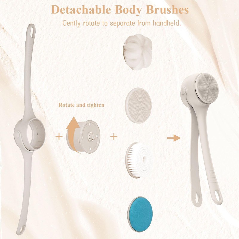 Electric Body Brush, 4 in 1 Back Scrubber for Shower,