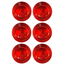 Annastore 6 x Placemats Made of Wonderfully Shimmering Melamine Diameter 33 cm – Decorative Plate (Red)