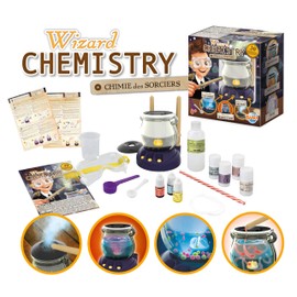 BUKI France 8366 Wizard Chemistry Set. 30 Experiments for Children. Light Effects & Smoke. Includes Cauldron, Magic Wands, Chemicals, Safety Goggles and more. Suitable for Wizards & Witches 8+