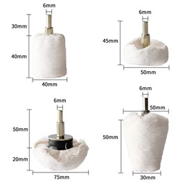 Polishing Pad Buffing Wheel Kit White Flannelette 12 Pack, for Drill for Metal Aluminum Stainless Steel Chrome Wood Plastic Ceramic Glass Woods Fabric Cotton Machine Jewelry etc