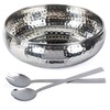 Colleta Home Salad Bowl and Serving Utensils - Hammered Detailing