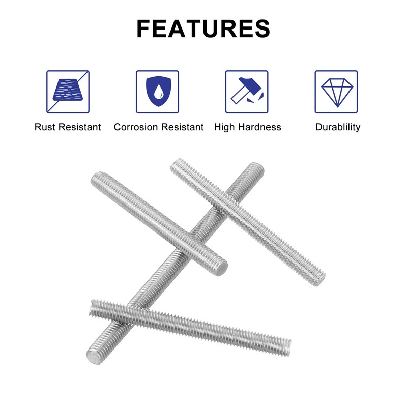 QUARKZMAN 8 Pieces Threaded Rods, M5 x 25 mm, 304