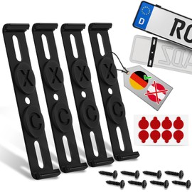 vsshe 4pcs Plate Holder for Cars, Frameless Invisible, Vehicle License Plate Frame, Universal Number Plates Holders, Firm and Stable, for 110 mm Wide License Plates, 3D Austria Not Applicable