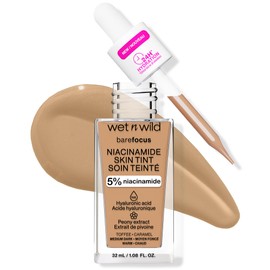 wet n wild Bare Focus Skin Tint, 5% Niacinamide Enriched, Buildable Sheer Lightweight Coverage, Natural Radiant Finish, Hyaluronic & Vitamin Hydration Boost, Cruelty-Free & Vegan - Toffee