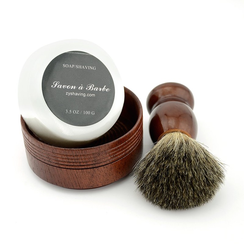 Pure Badger Hair Shaving Brush Natural Wood Mug Bowl Hand-Made