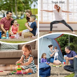 Cuslnox Picnic Blankets Waterproof Foldable Extra Large,80"x 80" Outdoor Beach Blanket Sandproof,3-Layer Lightweight Handy Mat Tote Picnic Camping Rugs for Outside Your Rv(Cheetah Leopard)