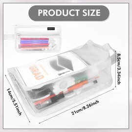 Mesh Transparent Pencil Case,Grid Mesh Pencil Case with Zipper,1PCS White Clear Case Large Pen Bag,Cute Transparent Stationary Organizer Pen Bag for Adult Office College for Boys Girls