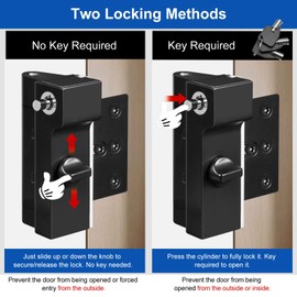 MOSECYOU Door Reinforcement Lock with Key, Ultra Heavy Duty Version, Home Security Lock to Prevent Kick-ins or Unauthorized Exit, Child Elderly Safety, Inside for Front Door (1 Pack)