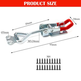 Stainless Steel Toggle Lever Tensioner, Box Lock Stainless Steel with Locking Hole with 16 Pieces Screws, Lever Lock Tension Latches for Boxes, Cupboards, Drawers, Doors, Windows