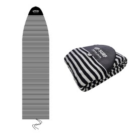 UPSURF 5'11"/6'1"/6'4"Surfboard Sock Cover-Long board Sock Cover Light Protective Bag for Your Surf Board (Black+White, 5'11")