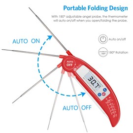 AMIR Digital Meat Thermometer, Cooking Thermometer, Food Thermometer with High Accuracy, Auto On/Off, Instant Read Foldable Probe Thermometer for Kitchen Cooking, BBQ, Milk (2 Pack)