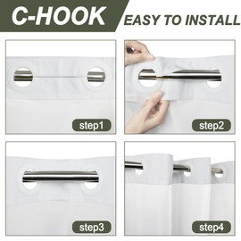 AXURXUI No Hook Shower Curtain and Snap in Liner Set, Modern Boho Green Striped Bath Curtain for Bathroom Decor, Hotel Style Design, Double Waterproof and Washable, 71"x74"