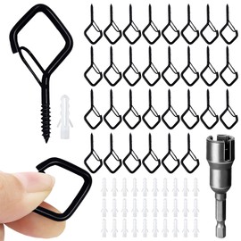 Scettar 30 Pcs Screw in Hooks, Screw Hooks for Outdoor String Lights Q Hanger Hooks for Outdoor Christmas String Light Outdoor Garden Hooks with Expansion Tubes and Wing Nut Driver