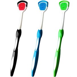 Cepillo de lengua, raspador de lengua, limpiador de lengua que ayuda a combatir el mal aliento, 3 raspadores de lengua, paquete de 3 (negro y azul y verde)