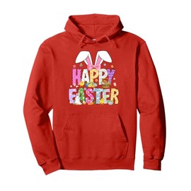 Groovy Cute Happy Easter Day Bunny Ears Easter Eggs Girls Pullover Hoodie