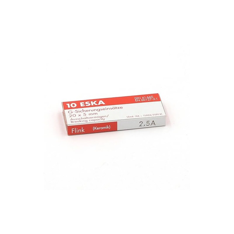 10 x Self Closing Fuse (F) Ceramic 2.5A/250VAC 5mm x