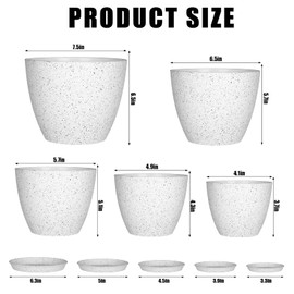 lokeisna - 5 macetas de 7.5/6.5/5.7/4.9/4.1 Pulgadas para Plantas, macetas Decorativas Modernas para Interiores, macetas de Interior con Drenaje y platillo para Todas Las Plantas de casa, Manchas de