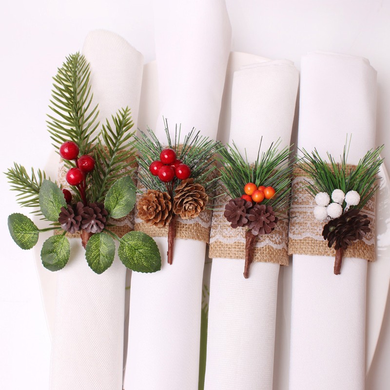 Pinecone Napkin Rings Sweet Reusable Christmas Napkin Holders Table Decor