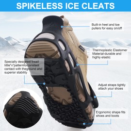 Spikeless Ice Cleats Perfect for Transitioning Between Indoor/Outdoor Surfaces Slip On Spikeless Ice Traction Devices Grippers Indoor Anti-Slip Job Safety Traction Slip-On