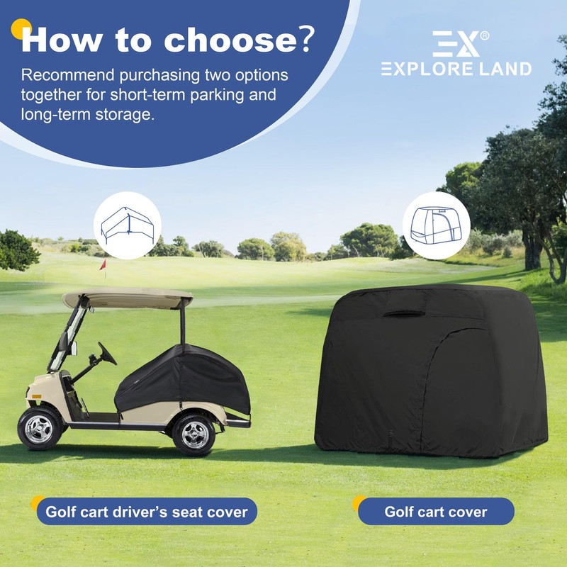Explore Land Waterproof Golf Cart Seat Cover for 2+2 Passenger