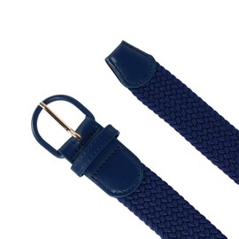 CTM Mens Elastic Braided Belt with Covered Buckle (Big & Tall Available), X-Large, Navy