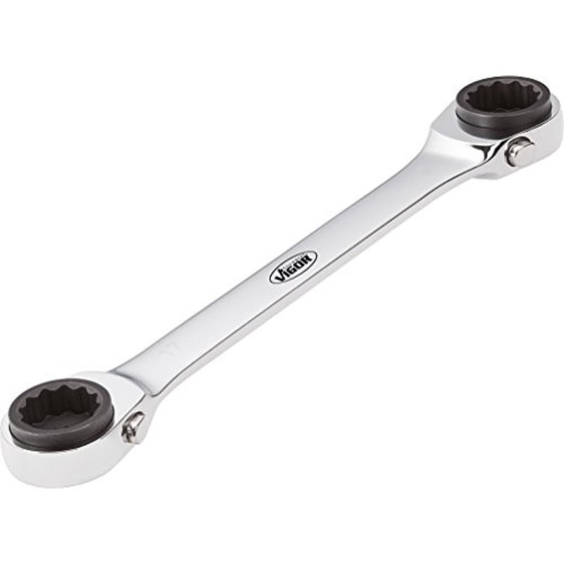 Vigor V2705 Double Ratcheting Box-End Wrench, 220 mm